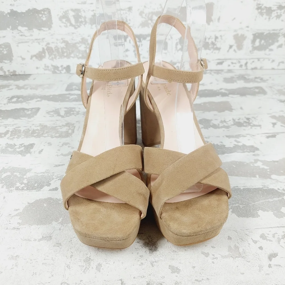 New Kate Spade Delia Tan High Heel Platform Sandal H934